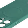 Etui silikonowe z pierścieniem magnetycznym Bizon Case Silicone Magnetic do iPhone 15 Pro Max, ciemnozielone