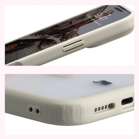 Etui z pierścieniem magnetycznym Bizon Case MatteO do iPhone 17 Pro Max, przydymione-beżowe