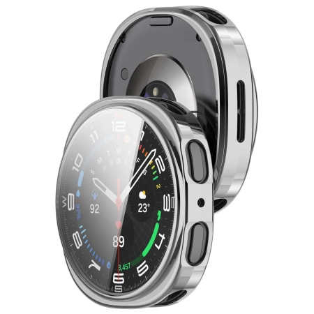 Etui z osłoną ekranu Bizon Case Watch Felipe do Galaxy Watch 8 40 mm, srebrne