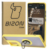 Etui z uchwytem na palec Bizon Case Hybrid Ring do Motorola Edge 50 Fusion, przydymione z żółtą ramką