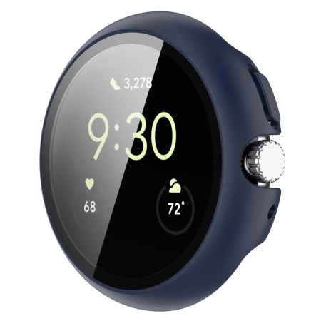 Etui ze szkłem do zegarka Bizon Case+Glass Watch do Google Pixel Watch 4 41 mm, matowe granatowe