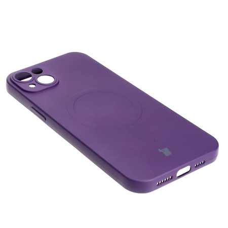 Etui silikonowe z pierścieniem magnetycznym Bizon Case Silicone Magnetic do iPhone 14 Plus, śliwkowe