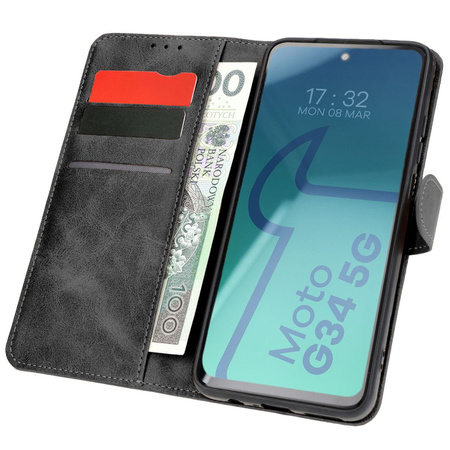 Etui z klapką Bizon Case Pocket do Motorola Moto G34 5G, czarne