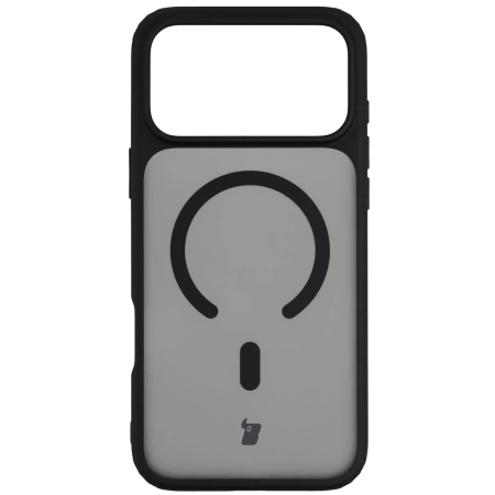 Etui z pierścieniem magnetycznym Bizon Case MatteO do iPhone 17 Pro Max, przydymione-czarne