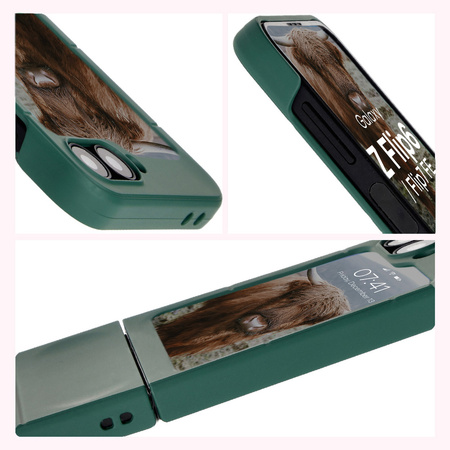 Pancerne etui Bizon Case Tur do Galaxy Z Flip6, ciemnozielone