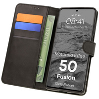 Etui z klapką Bizon Case Pocket do Motorola Edge 50 Fusion, czarne