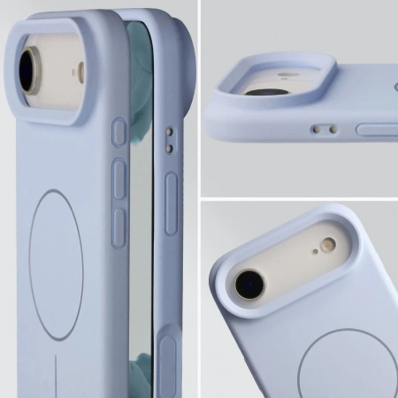 Silikonowe etui z pierścieniem magnetycznym Bizon Soft Case Magnetic do iPhone Air, błękitne