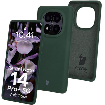 Silikonowe etui Bizon Soft Case do Xiaomi Redmi Note 14 Pro Plus 5G, ciemnozielone