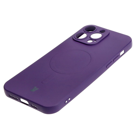 Etui silikonowe z pierścieniem magnetycznym Bizon Case Silicone Magnetic do iPhone 14 Pro Max, śliwkowe