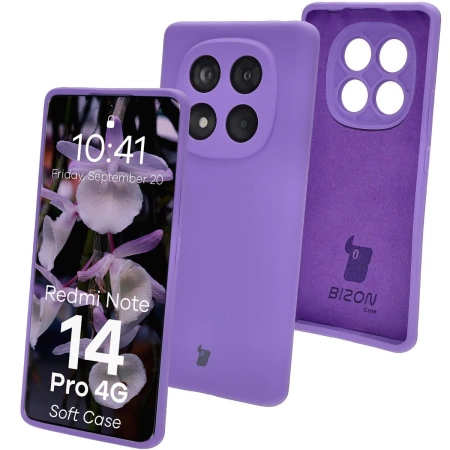 Silikonowe etui Bizon Soft Case do Xiaomi Redmi Note 14 Pro 4G, fioletowe