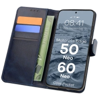 Etui z klapką Bizon Case Pocket do Motorola Edge 50 Neo, granatowe