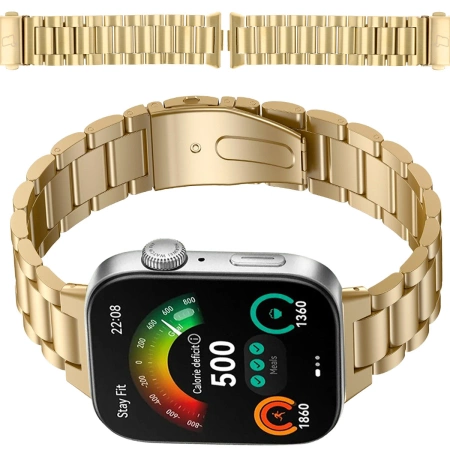 Pasek ze stali nierdzewnej Bizon Strap Watch Aura do Huawei Watch Fit 4 Pro/Fit 4/Fit 3, złoty