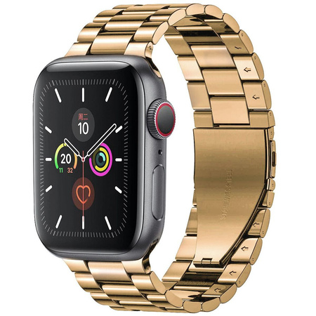 Pasek ze stali nierdzewnej Bizon Strap Watch Aura do Apple Watch 44/45/46/49 mm, różowozłoty
