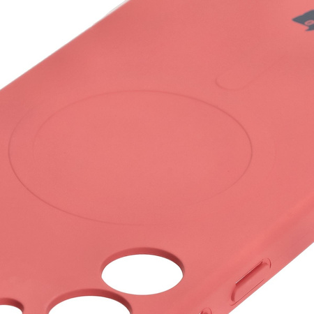 Silikonowe etui z pierścieniem magnetycznym Bizon Case Silicone Magnetic do Galaxy S25 Plus / S24 Plus, brudnoróżowe