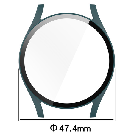 Etui ze szkłem do zegarka Bizon Case Watch Adamo do Galaxy Watch 7 44 mm, zielone