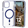 Etui z pierścieniem magnetycznym Bizon Case Marco do iPhone 12 Pro / 12, przezroczyste z niebieską ramką