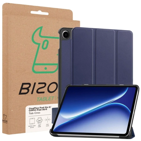 Etui z klapką Bizon Case Tab Croc do OnePlus Pad Go 2 / Oppo Pad Air5, granatowe