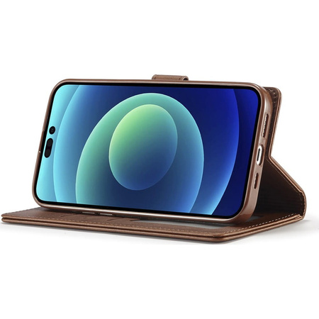 Etui Bizon Case Wallet do iPhone 14 Pro, ciemnobrązowe