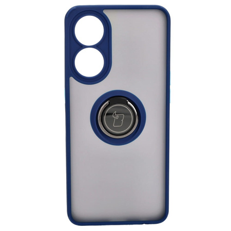 Etui z uchwytem na palec Bizon Case Hybrid Ring do Oppo Reno8 T, przydymione z granatową ramką