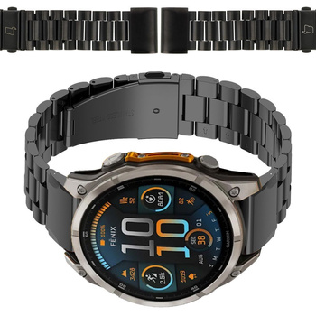 Pasek ze stali nierdzewnej do smartwatcha, Bizon Strap Watch Aura, QuickFit 22 mm, czarny