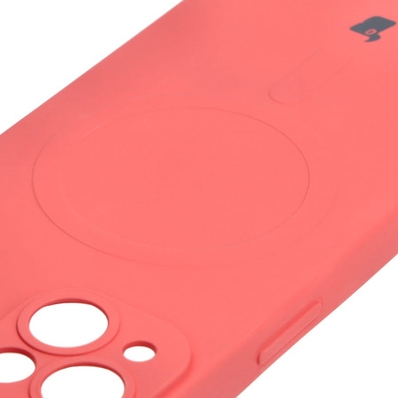 Etui silikonowe z pierścieniem magnetycznym Bizon Case Silicone Magnetic do iPhone 14, brudnoróżowe