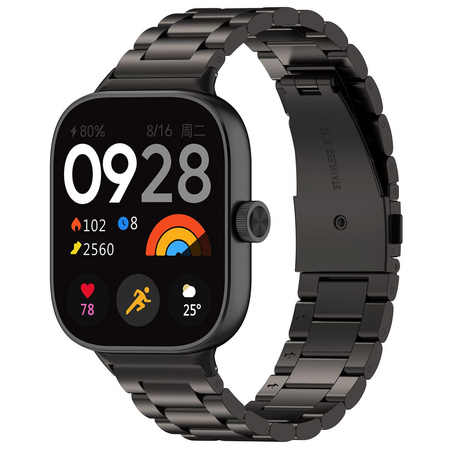 Pasek ze stali nierdzewnej Bizon Strap Watch Aura do Xiaomi Redmi Watch 5/4 / Smart Band 9/8 Pro, czarny