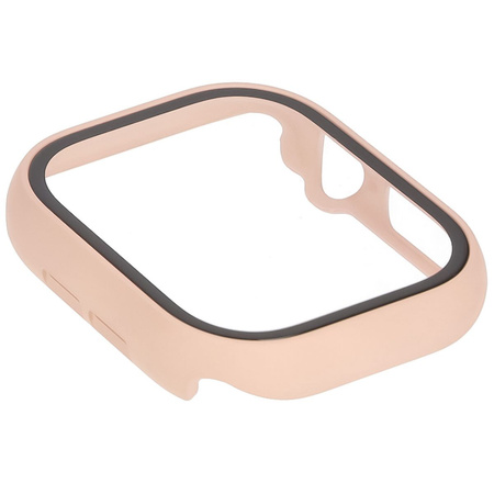 Etui ze szkłem do zegarka Bizon Case+Glass Watch do Apple Watch 11 / 10 (46mm), różowe