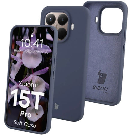 Silikonowe etui Bizon Soft Case do Xiaomi 15T Pro, ciemnoniebieskie