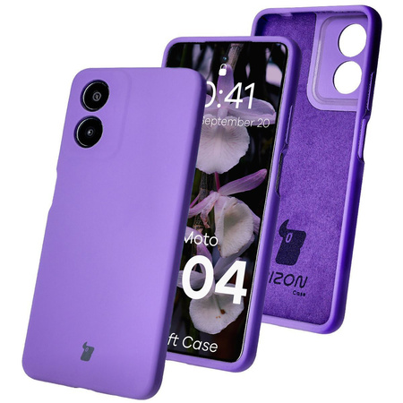 Silikonowe etui Bizon Soft Case do Motorola Moto G04, fioletowe