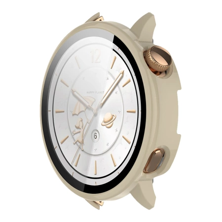 Etui ze szkłem do zegarka Bizon Case Watch Adamo do OnePlus Watch 3 43 mm, beżowe