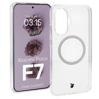 Etui z pierścieniem magnetycznym Bizon Case CrystalO do Xiaomi POCO F7, przezroczyste