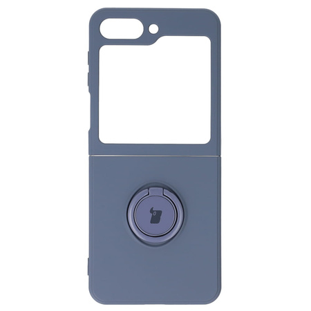 Etui Bizon Case Silicone Ring Sq do Samsung Galaxy Z Flip5, szare