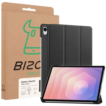 Etui z klapką Bizon Case Tab Croc do Galaxy Tab S11, czarne