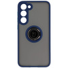 Etui z uchwytem na palec Bizon Case Hybrid Ring do Galaxy S23 Plus, przydymione z granatową ramką