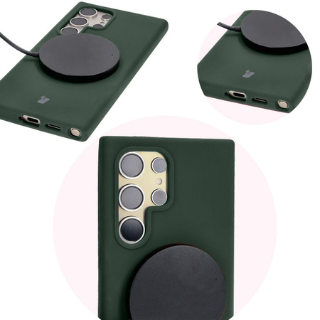 Silikonowe etui Bizon Soft Case do Galaxy S24 Ultra, ciemnozielone