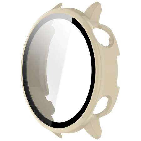 Etui ze szkłem do zegarka Bizon Case Watch Adamo do OnePlus Watch 3 43 mm, beżowe