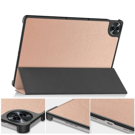 Etui z klapką Bizon Case Tab Croc do Realme Pad 2 11.5, różowozłoty