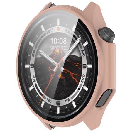 Etui ze szkłem do zegarka Bizon Case Watch Adamo do OnePlus Watch 3 / Oppo Watch X2, różowe