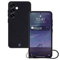 Silikonowe etui z pierścieniem magnetycznym Bizon Case Silicone Magnetic do Galaxy S25 / Galaxy S24, czarne