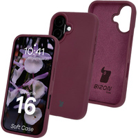 Silikonowe etui Bizon Soft Case do iPhone 16, ciemnofioletowe