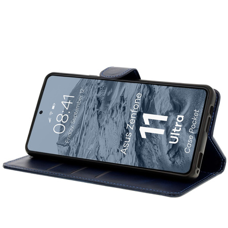 Etui z klapką Bizon Case Pocket do Asus Zenfone 11 Ultra, granatowe