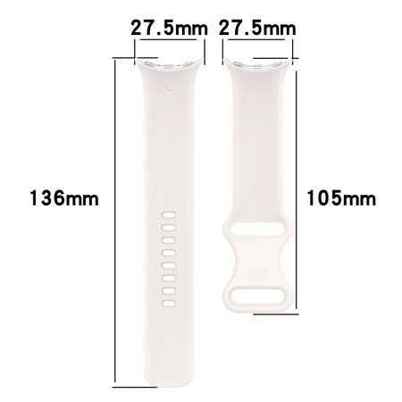 Silikonowy pasek Bizon Strap Watch Silicone S do Google Pixel Watch 3/Watch 2/Watch 1 41mm, perłowy