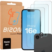 3x Szkło hartowane + szybka na aparat Bizon Glass Clear 2 Pack do iPhone 16e