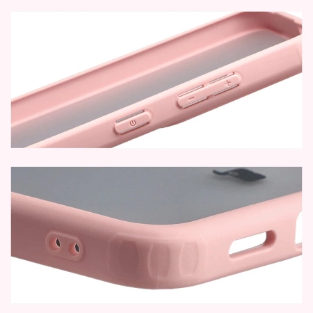 Etui Bizon Case Angelo do Galaxy S25 FE, półprzezroczyste z jasnoróżową ramką