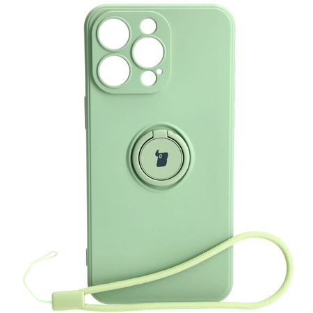 Etui Bizon Case Silicone Ring Sq do iPhone 15 Pro Max, jasnozielone