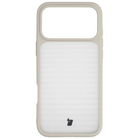 Etui Bizon Case Angelo do iPhone 17 Pro Max, półprzezroczyste z beżową ramką