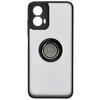 Etui z uchwytem na palec Bizon Case Hybrid Ring do Motorola Moto G34 5G, przydymione z czarną ramką