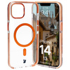 Etui z pierścieniem magnetycznym Bizon Case Marco do iPhone 14 / iPhone 13, przezroczyste z pomarańczową ramką