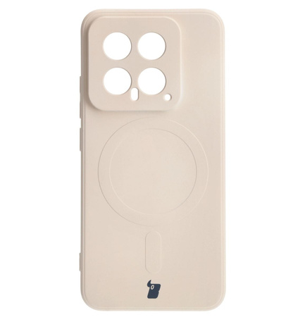 Etui Bizon Case Silicone Magnetic Sq do Xiaomi 14, beżowe