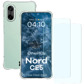Elastyczne etui + 2x szkło hartowane Bizon Case Clear Pack do OnePlus Nord CE5 5G